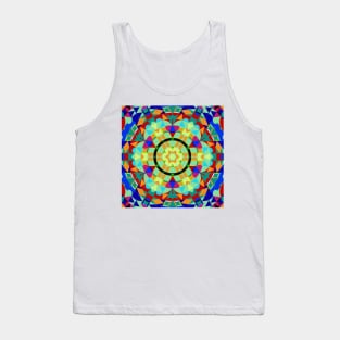 Retro Mandala Flower Orange Green and Blue Tank Top